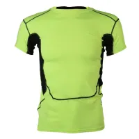 Mens Sports Compression Wear Under Pro Base Layer Short Sleeve T-Shirts Fluorescent Green XL