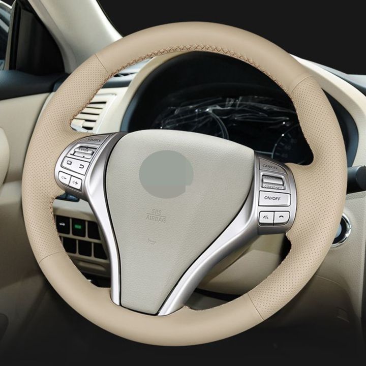 beige-artificial-leather-car-steering-wheel-cover-for-nissan-teana-altima-2013-2018-x-trail-2014-2017-qashqai-2014-2017-rogue