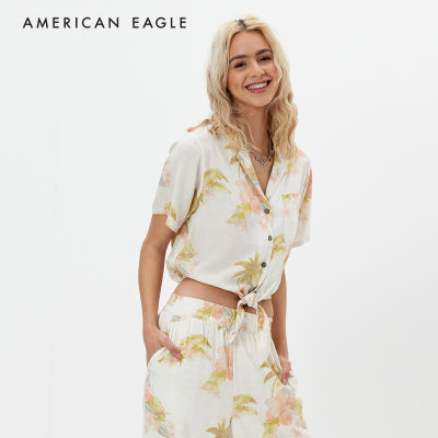 American Eagle Tie Front Resort Shirt เสื้อเชิ้ต ผู้หญิง แขนสั้น (NWSB 035-5091-106)