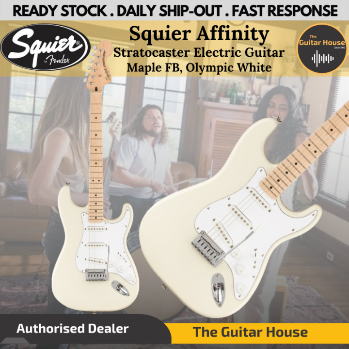 Squier Affinity Series Stratocaster Electric Guitar, Maple Fb, Olympic 