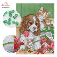 【CC】 PannoNeedlework stitch Sets Embroidery kits cat and dog Counted bead Cross-Stitching 0413