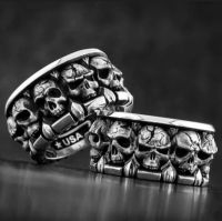 Vintage Fashiuon Punk silveryBlack Domineering Skull Ring for Men and Women Ring Biker Motorcycle Jewelry wholesale