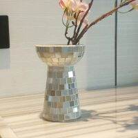 Light colors mosaic for guests, wine restaurant, glass vase, contemporary home ornament, flower vase d