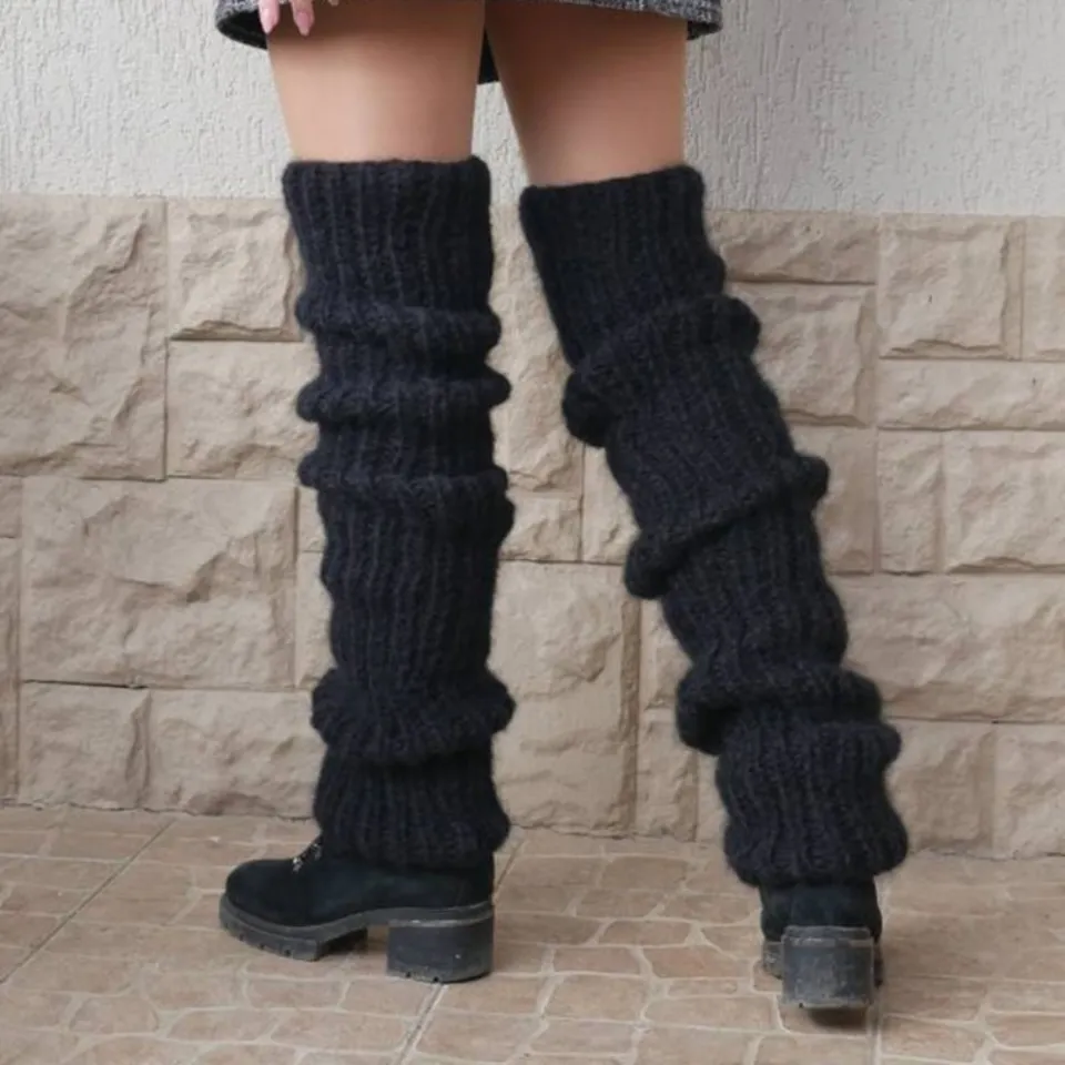 1 Pair Knit Leg Warmers for Women Girls Solid Color Leg Warmers Long Leg  Socks Boot Covers Cuffs