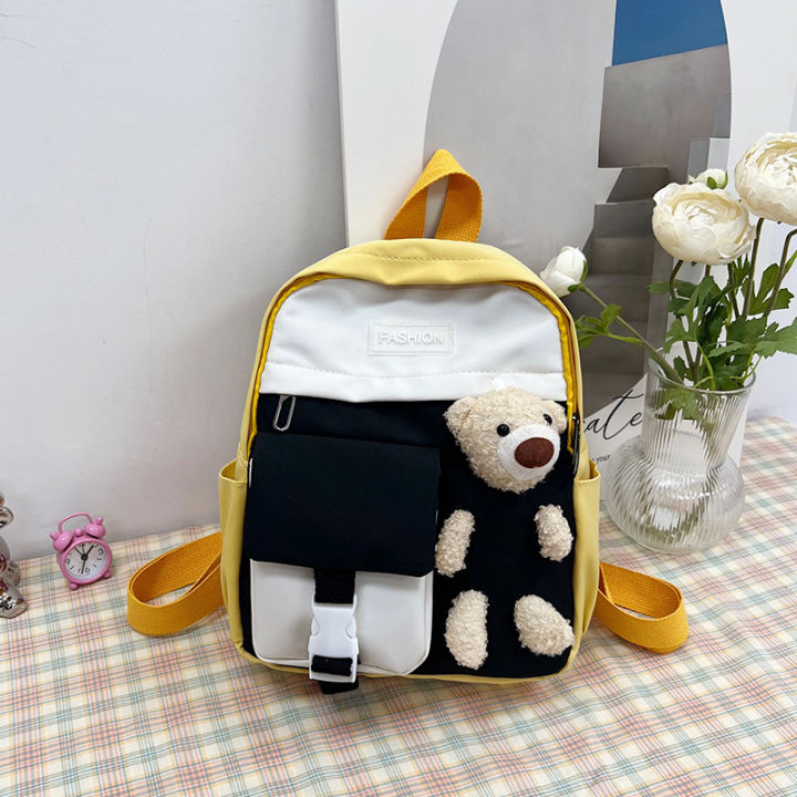 กระเป๋านักเรียนหญิงญี่ปุ่นน่ารักหมีอนุบาลกระเป๋าเป้สะพายหลัง-2023-กระเป๋านักเรียนเด็กผู้หญิงสไตล์เกาหลีสีตัดกัน