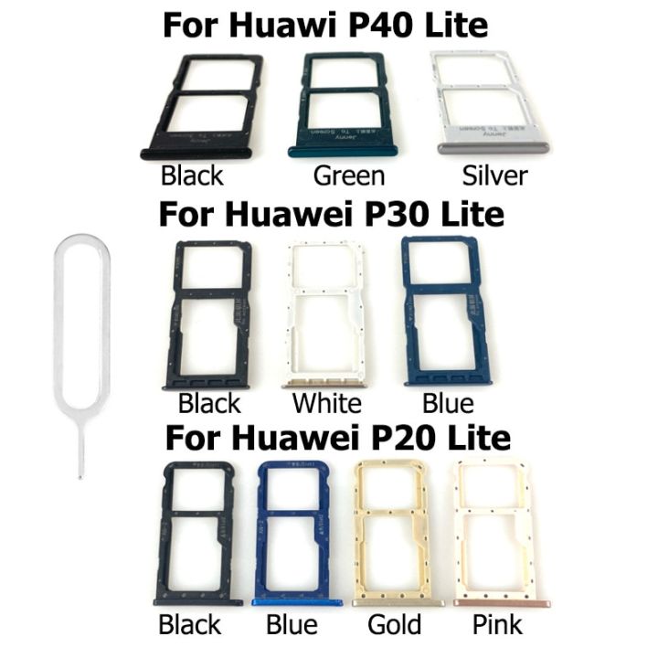 แทนโดยหัวเว่ย P40 Lite กล่องเก็บถาดใส่ซิมใส่ซิมการ์ดสำหรับอะไหล่ทดแทน LKT37121 Huawei P30 P20 Lite