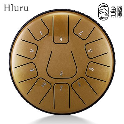 HLURU กลองกลูโคโฟนลิ้นกลองเหล็ก6นิ้ว,11โน้ต D เสียงกลองไม่มีตัวตนกลองสร้างเสียงเพลงเครื่องกระทบการทำสมาธิโยคะ