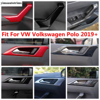 YON ชุดชามมื่อจับประตูด้านในสำหรับรถยนต์ VW Volkswagen Polo 2019-2023,อุปกรณ์ตกแต่งปลอกคอกันสุนัขเลีย ABS/สแตนเลส