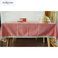 Free Shipping Chinese Style Red Plaid Table Cloth Cotton Linen Lace Tablecloth Dining Table Cover Kitchen Home Decor Mantel Mesa