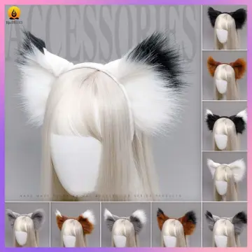 Plush Wolf Cat Ears Headband Fluffy Animal Fox Hair Hoop Kawaii Realistic  Sweet!