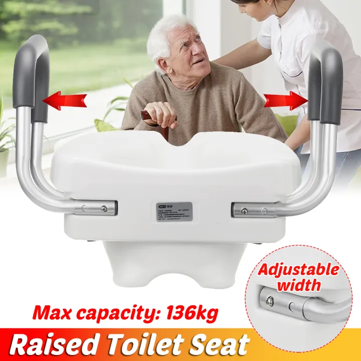 Raised Toilet Seat 5 Portable, Elevated Riser with Padded Handles