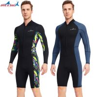 [COD] New 1.5MM one-piece long-sleeved wetsuit mens warm outdoor sunscreen snorkeling surfing swimsuit