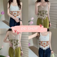 DD SHOPพร้อมส่ง 11535 เสื้อสายเดี่ยวถักไหมพรม ลายหัวใจ2สีน่ารัก สไตล์เกาหลีสุดๆ