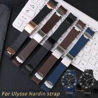 สายนาฬิกายางซิลิโคน Ulysse Nardin 263นักประดาน้ำปลายโค้งสีดำน้ำตาลน้ำเงิน22มม. สายกันน้ำนาฬิกาข้อมือฟิตเนส