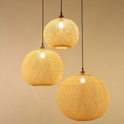 Woven Bamboo Pendant Light Creative Chandelier Rattan for Living Room Bar Retro Woven Pendant Light