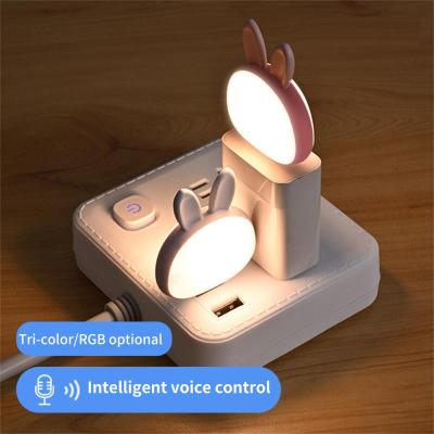 Small USB Cute Rabbit Intelligent Voice Control Night Light Eye Protection Night Lamp Night Bedside Wall Lamps Indoor Lighting