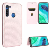 Motorola Moto G8 Case, EABUY Carbon Fiber Magnetic Closure with Card Slot Flip Case Cover for Motorola Moto G8