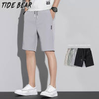 TIDE BEAR กางเกงขาสั้นแบบลำลองน้ำหนักเบาแห้งเร็วกางเกงขาสั้นเสื้อหลวมใหญ่พิเศษผ้าไอซ์ซิลค์สำหรับผู้ชาย