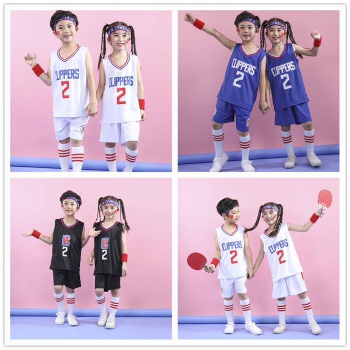 nba-los-angeles-clippers-leonard-no-2-jersey-kids-basketball-clothing-suits