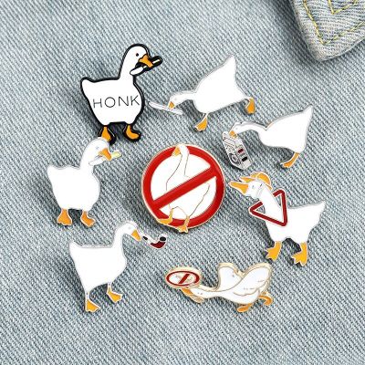 Untitled Goose Game Big Goose brooch cartoon cute enamel white Goose brooch accessories