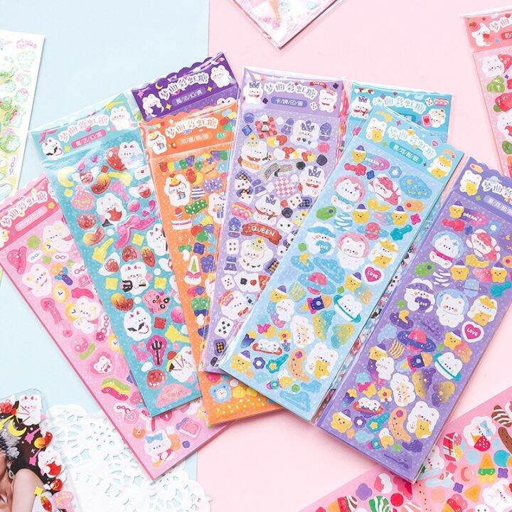 2-sheets-cute-rainbow-color-cartoon-decorative-stickers-for-greeting-cards-photo-frames-craft-diy-scene-collage-stickers-labels