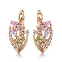 [COD] European and Fashion Hollow Colorful Earrings Exaggerated 585 Gold Temperament Womens