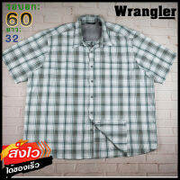 Wrangler®แท้ อก 60 เสื้อเชิ้ตผู้ชาย แรงเลอร์ สีเทา แขนสั้น เนื้อผ้าดี