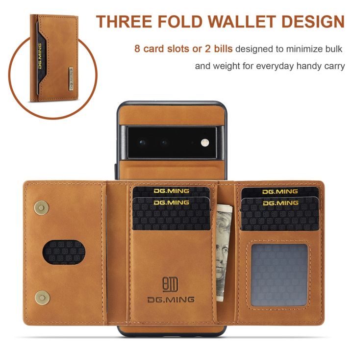 yellow-peach-flavor-กระเป๋าใส่การ์ดที่ถอดออกได้สำหรับ-google-pixel-6-pro-7-5a-folio-leather-magnetic-wallet-phone-stand-cover-pixel7