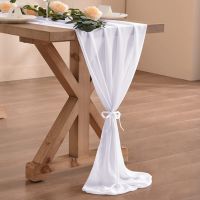 ；‘。、’ 30Cm*300Cm Chiffon Table Runner Romantic Boho Table Runner Wedding Birthday Party Bridal Valentines Day Table Decoration