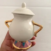 Cartoon Beauty And The Beast Coffee Sugar Pot Creative Bowl Mrs Potts Chip 18K Goldplated Kahve Fincan Takimlari Gift