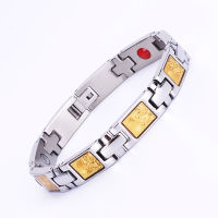 Magnetic Health Care Therapy Bracelets 316L Stainless Steel Buddha Amulet Radiation Protection Bracelet with Free Link Removal Tool