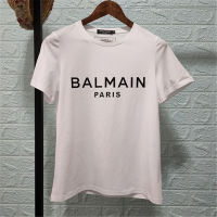 ฤดูใบไม้ผลิและฤดูร้อนใหม่ Original Balmain∮ Paris คู่รุ่น Bold Bronzing ตัวอักษรผ้าฝ้ายเสื้อยืดแขนสั้น