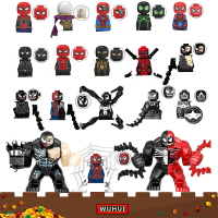 WUHUI 18PCS Marvel Super Heroes Avengers Figures Toy Building Kit Toys Building Blocks Spiderman Venom Action Figure Building Bricks For Preschool Children อายุ3 + ของเล่นเด็กเข้ากันได้กับทุกยี่ห้อ