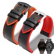 20mm 22mm 24mm Genuine Leather Silicone Carbon fibre Strap Waterproof