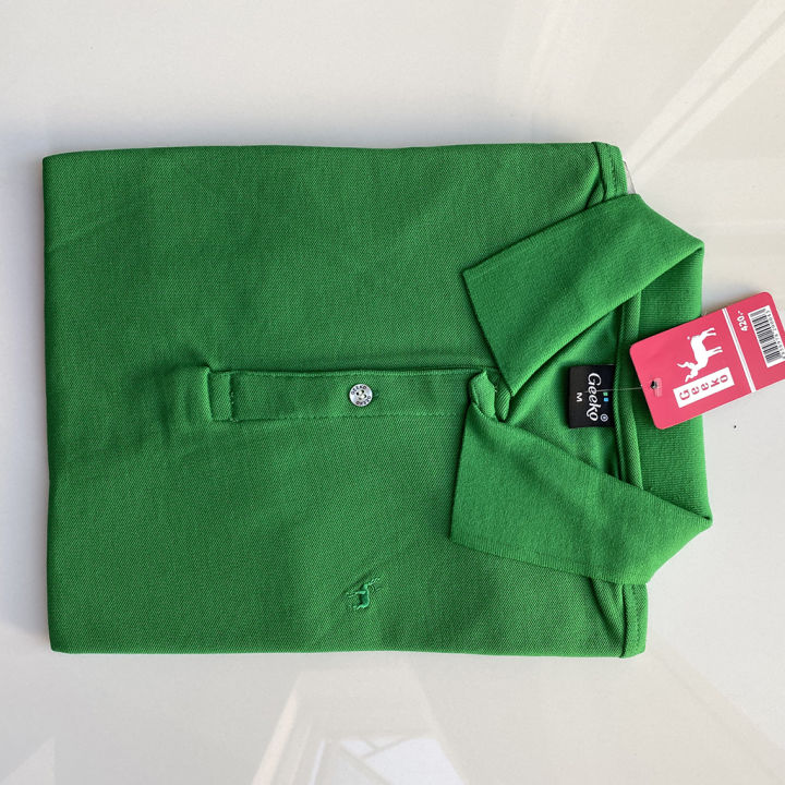 เสื้อโปโล-kaneko-tc-นุ่ม-สวมใส่สบาย-ทนทาน-ไม่ขึ้นขน-เสื้อคอปก-สีเขียวกสิกร-เป็นเสื้อตรากวาง-geeko-จากโรงงานผลิตโดยตรง
