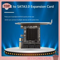 Myhomever Sata Pcie อะแดปเตอร์ 6 พอร์ต Sata Iii To Pci Express 3.0 X4 การ์ดขยาย