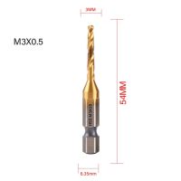 1/6Pcs Tap Drill Bit Set Hex Shank Titanium Plated HSS Screw Thread Bit Screw Machine Compound Tap M3 M4 M5 M6 M8 M10 Hand Tools Handtool parts Accessories