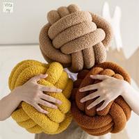 VITANG ผ้าขนลูกแกะกำมะหยี่ทอมือที่โดดเด่นสำหรับหมอนอิงโซฟาในห้องน้ำการตกแต่งบ้านเบาะพิงหลังหมอนอิงลูกบอลที่เป็นปม