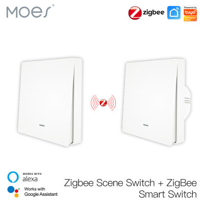 Moes Tuya ZigBee Light Switch with Transmitter Kit No Neutral Wire No Capacitor Required works with Alexa Home Smart Life