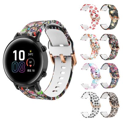 สายนาฬิกาสำหรับนาฬิกา Huawei Honor Magic 20มม. 22มม. แบบใหม่สายนาฬิกา GT3 GT2 2 42มม. 46มม. สร้อยข้อมือพิมพ์ลายซิลิโคนสำหรับนาฬิกา Xiaomi สี