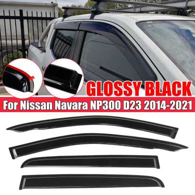4PCS D23รถหน้าต่าง Wind Sun Rain Visor Deflectors Tinted Windows Shield สำหรับ Nissan Navara NP300 D23 2014-2021 Weathershields