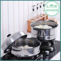 Stainless steel steamer 4081 ซึ้งหม้อนึ่งอเนกประสงค์ ซึ้งสแตนเลส แบบฝาใส3ชั้น 28CM หม้อนึ่ง หม้อสุกี้ หรือหม้อสุกี้3in1 Hot!!