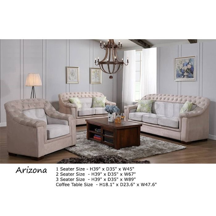 Arizona Country Farmhouse Furniture Series 1+2+3 Seater Sofa Set In Light 2  Tone Grey Fabric. Free Delivery Klang Valley | Lazada