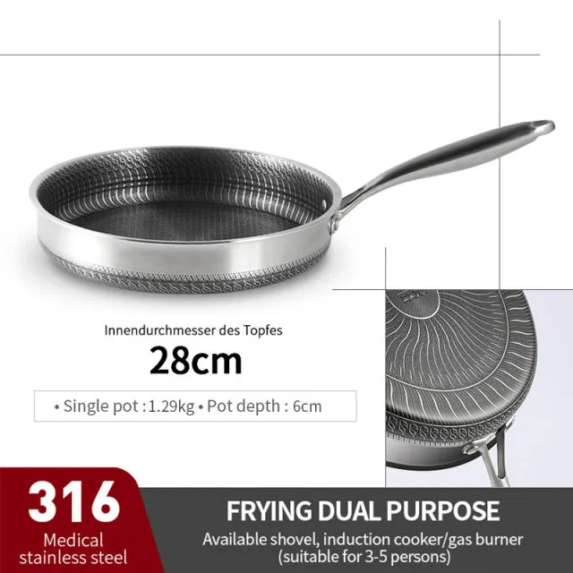 316/304 Stainless Steel Frying Pan High Quality Pan Fried Steak Non