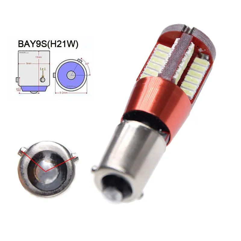 2X BA9S T11 BAX9S H6W BAY9S H21W LED Car 57SMD Clearance Lights License  Plate Reading Tail Dome Map Parking Lamp Indicator Bulb - Price history &  Review