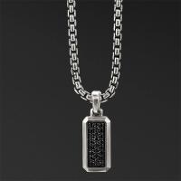 David Yurman สร้อยคอ STREAMLINE AMULET IN STERLING SILVER พร้อม PAVÉ BLACK DIAMONDS