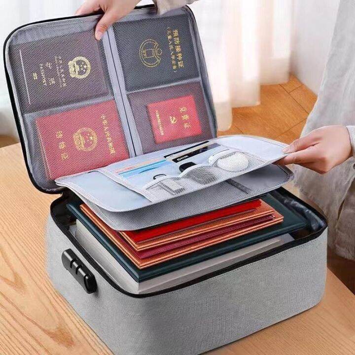Document Storage Bag With Lock Waterproof Document File Organizer