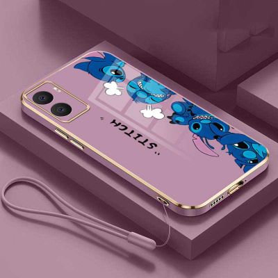 Vivo Y27 Y27 4G Y78 Y36 5G Y36 4G Vivo Y02t Y02 Y02s เลนส์มอนสเตอร์เคสการ์ตูนสติทช์เคสโทรศัพท์มือถือเคลือบหรูหรากันกระแทกพร้อมสายคล้อง