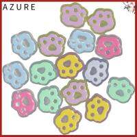 AZURE 36Pcs สีผสมกัน ลูกปัดพิมพ์อุ้งเท้า อะคริลิค รอยเท้าแมวรอยเท้า ลูกปัดเคลือบอีนาเมล Kawaii Bear Cat Dog PAW ลูกปัด ลูกปัดอะคริลิค การทำหัตถกรรมเครื่องประดับ DIY