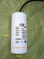 C 60/450L   คาปาซิเตอร์  SJ  60uF 450V.  ทรงกระบอก  ชนิดสาย